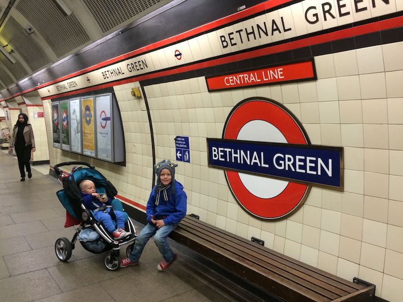 bethnal green train station in london with kids