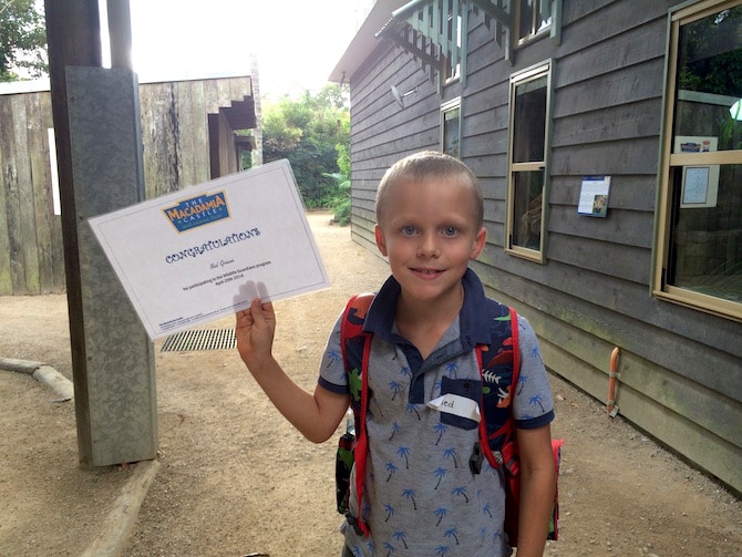 macadamia castle certificate for wildlife guardians pic
