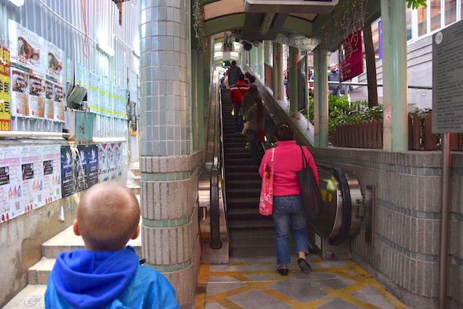 hong kong escalator street stairs going up pic 