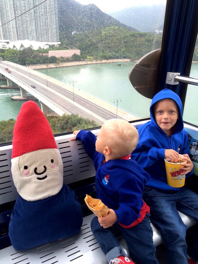 ngong ping 360 roam gnome and kids