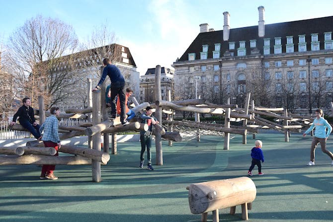 Jubilee gardens playground near London Eye - timber structure