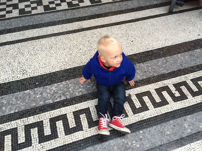 natural history museum london with kids jack on floor