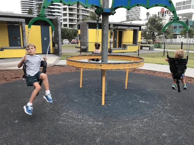 broadbeach playground swings pic
