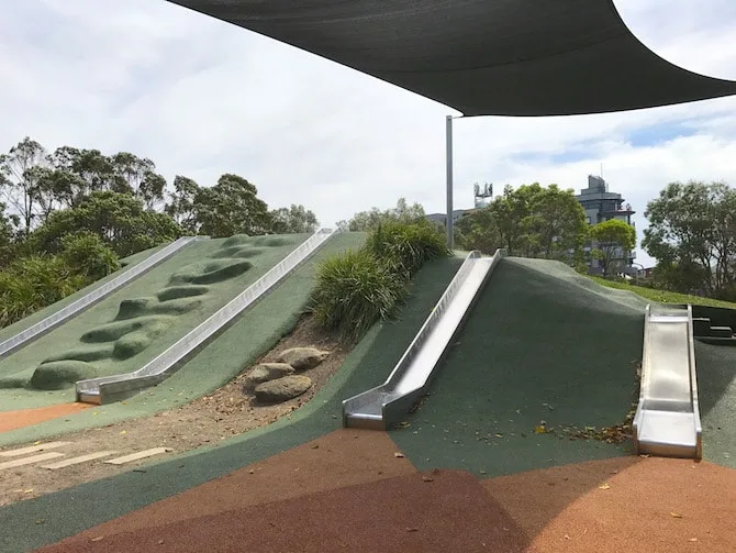 Sydney Park Playground slides pic