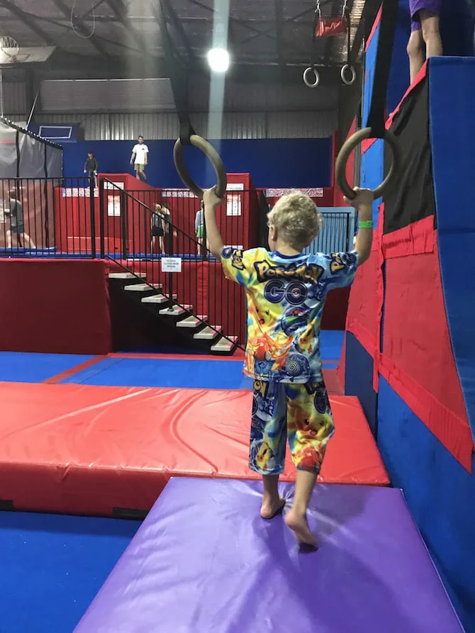 Spring Loaded Trampoline Park Tweed Heads Banora Point trapeze rings pic