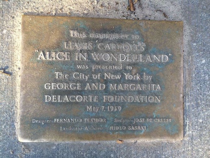 Photo- Alice in Wonderland Statue plaque
