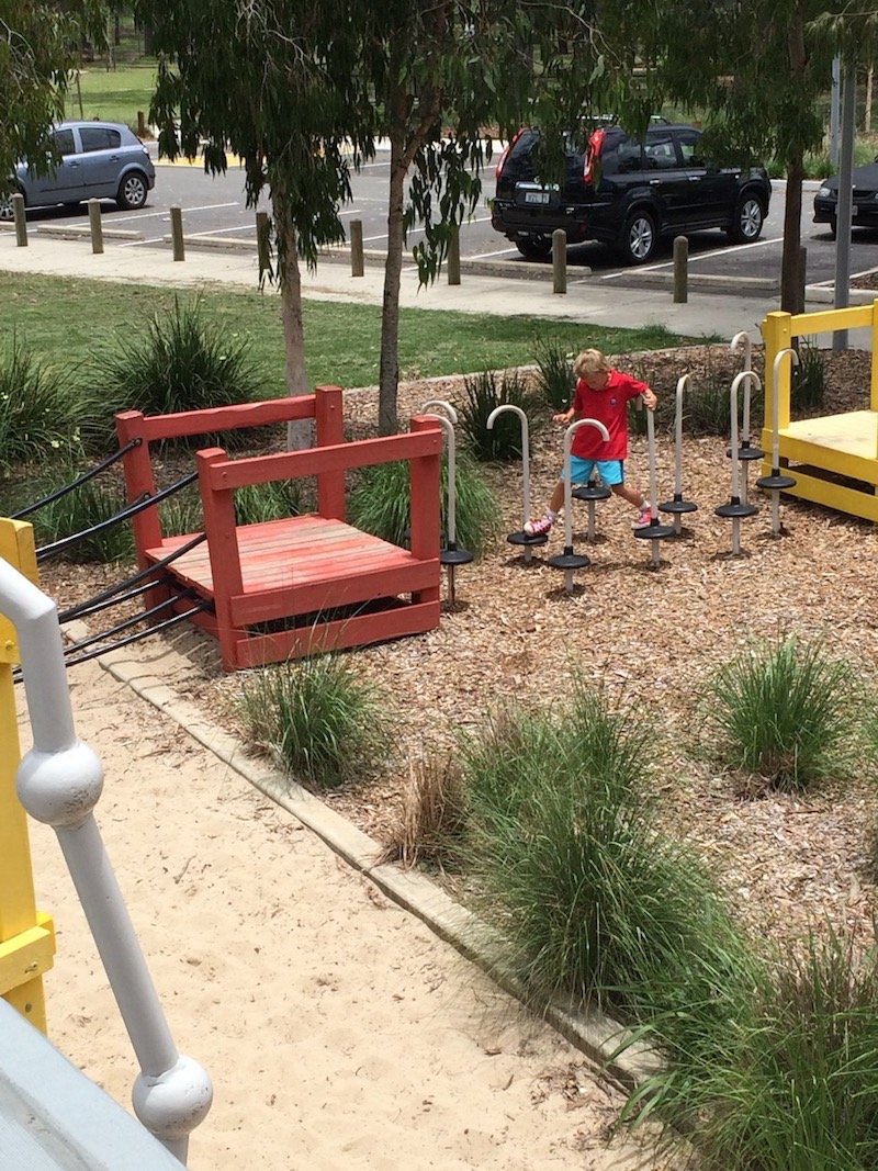 photo - hidden world playground brisbane balancing steps