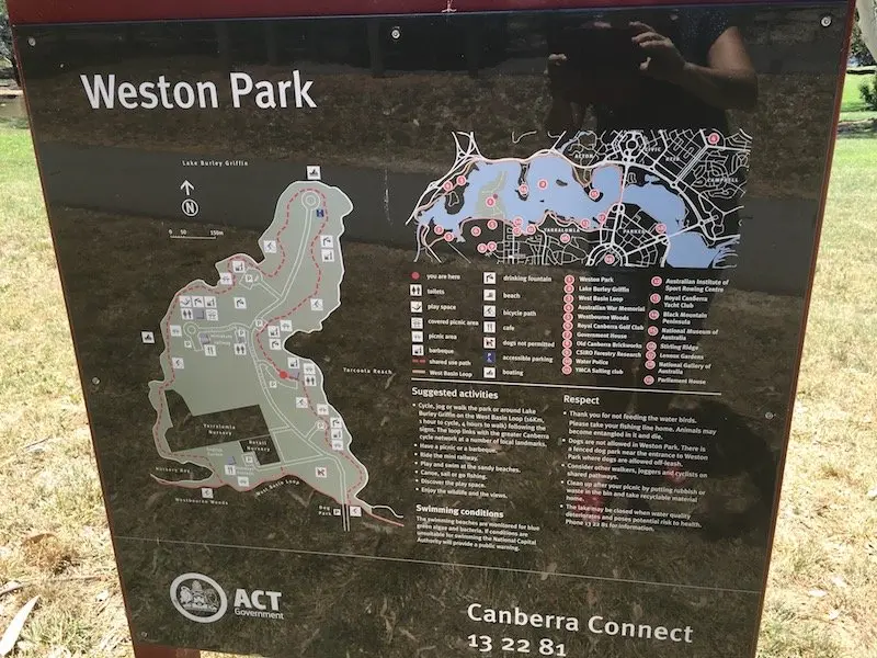 Weston Park Yarralumla Canberra signboard pic