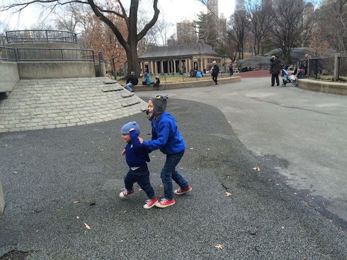 Visit ROAM THE GNOME Family Travel Website Directory for SUPER DOOPER FUN ideas for family vacations around the world. Search by city. Photo- Heckscher Playground Central Park rock climbing