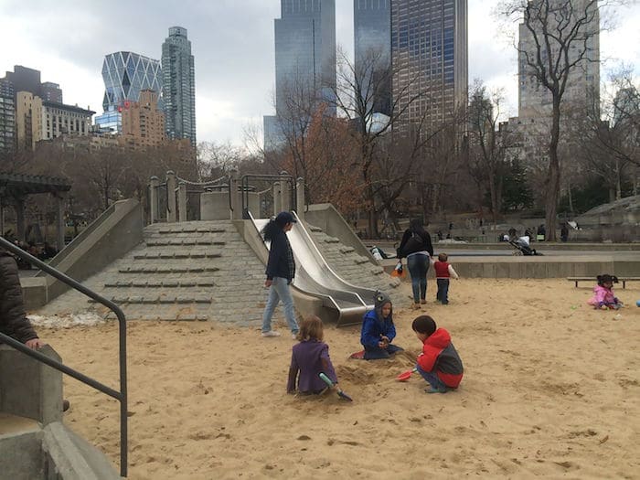 Visit ROAM THE GNOME Family Travel Website Directory for SUPER DOOPER FUN ideas for family vacations around the world. Search by city. Photo- Heckscher Playground Central Park sandpit