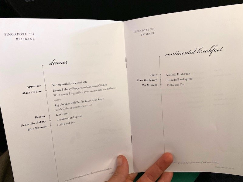 singapore airlines economy menu 800