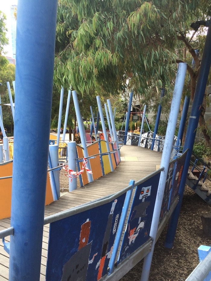 Playground Birrarung Marr wooden ramp walkway pic