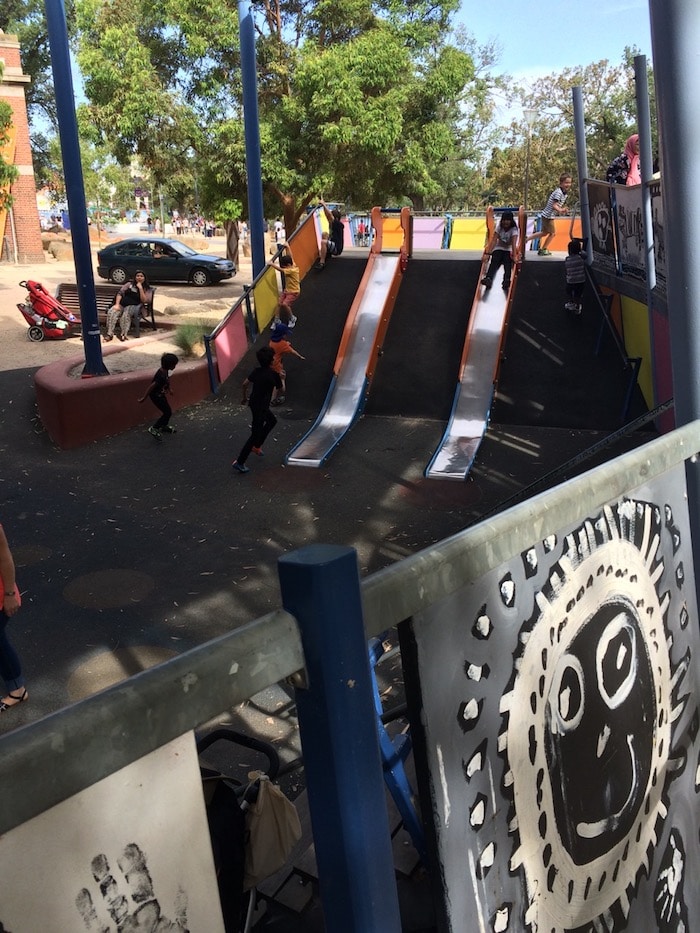 Birrarung Marr playground slides pic 