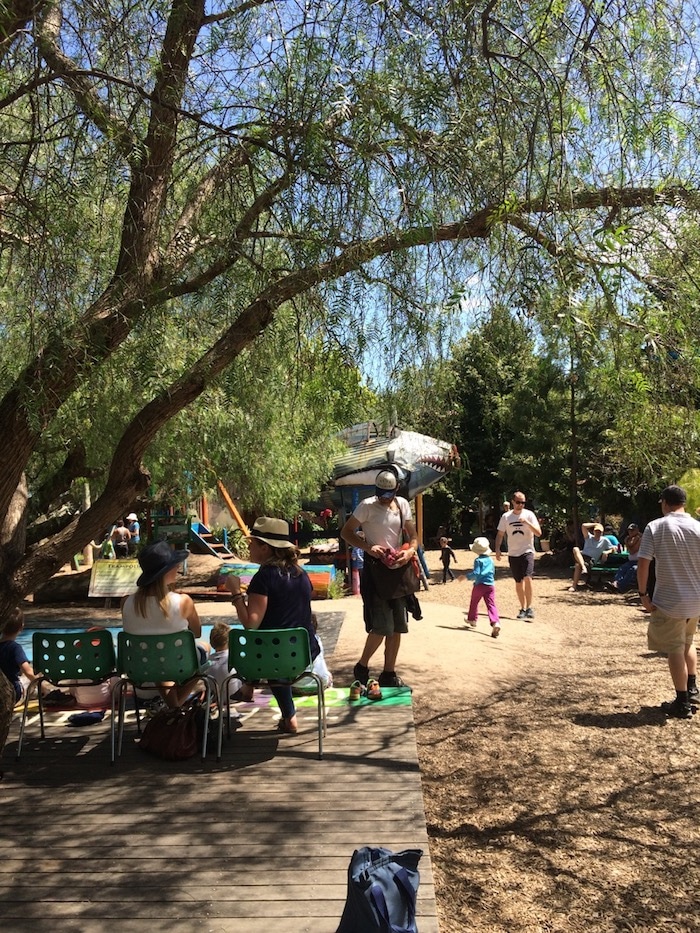 things to do at st kilda adventure playground in melbourne - sitting area pic 