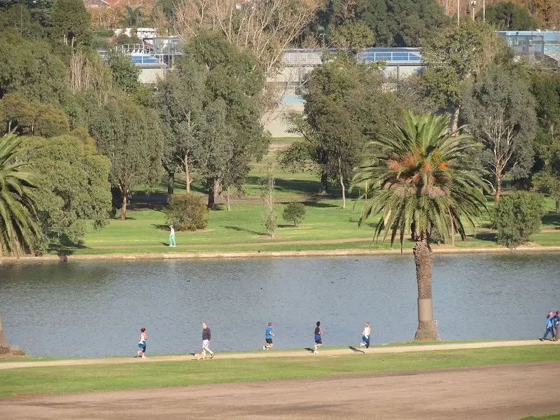 albert park lake runners by ken hodge 