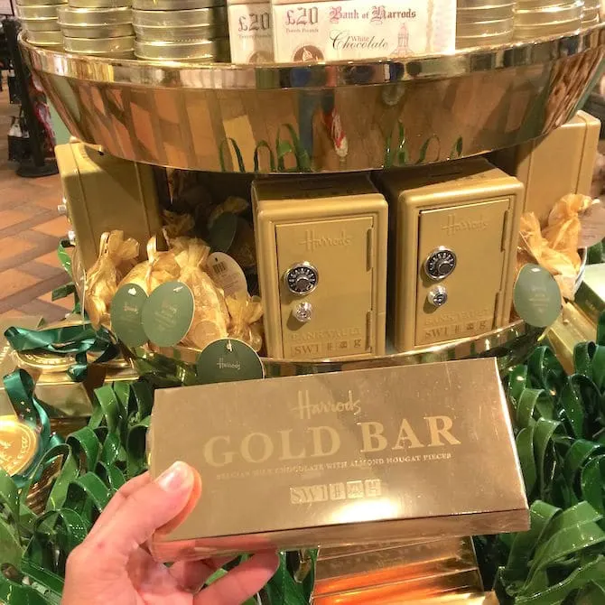 London with kids -harrods gold bar pic