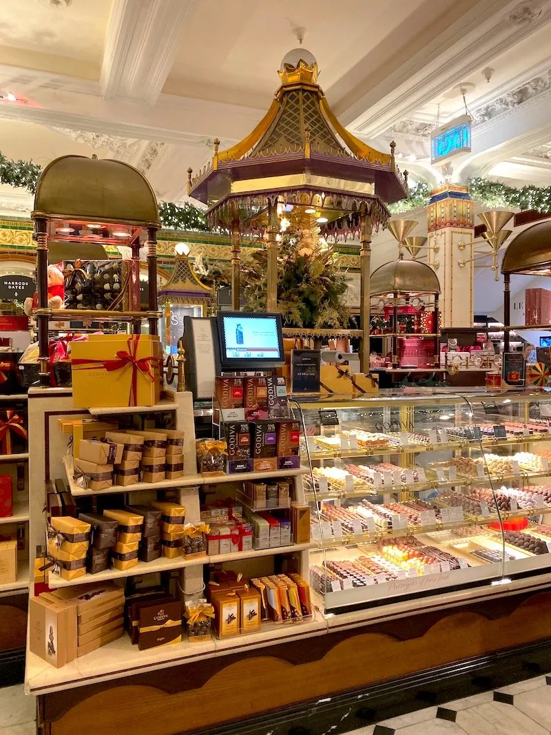 harrods food hall chocolate stand pic