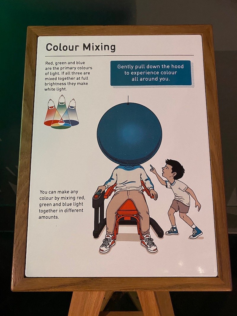 image - wonderland science museum colour mixing sign