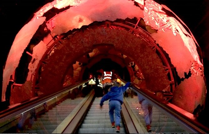 photo - natural history museum london ball of earth escalator 