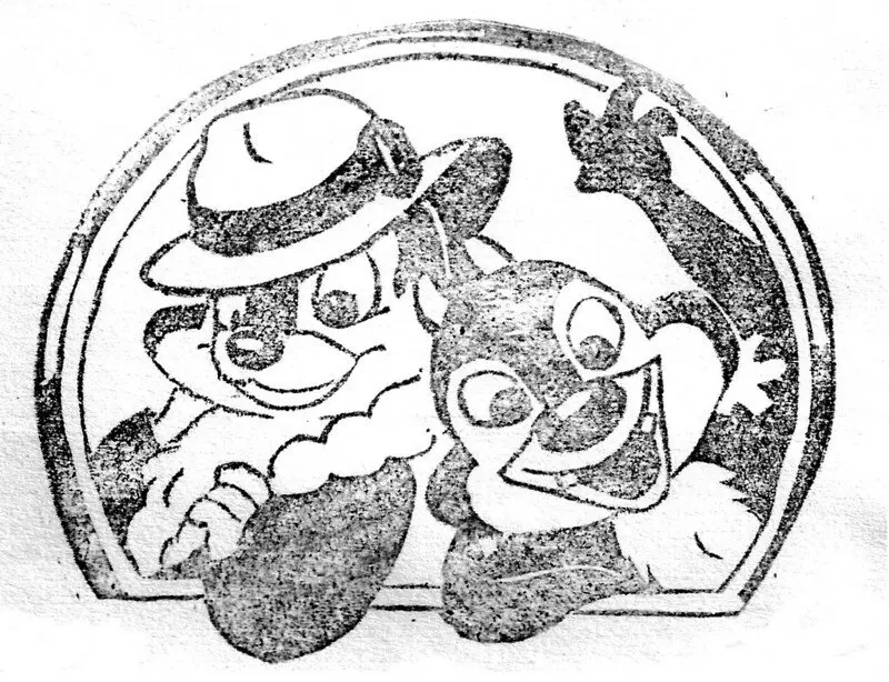 chip and dale linoleum stamp by monsieuricon