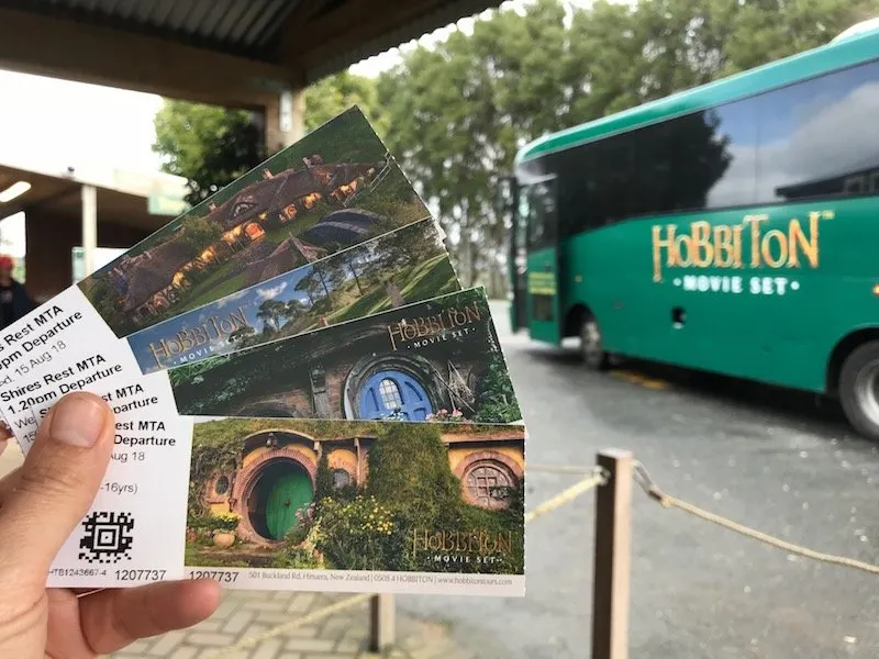 hobbiton movie set tours in new zealand bus pic