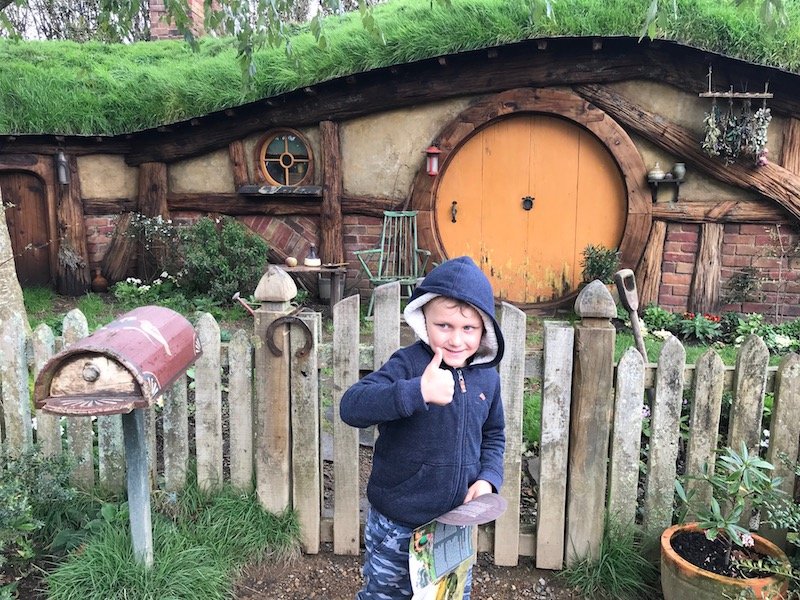 hobbiton movie set tours in new zealand - hobbiton orange door with jack pic