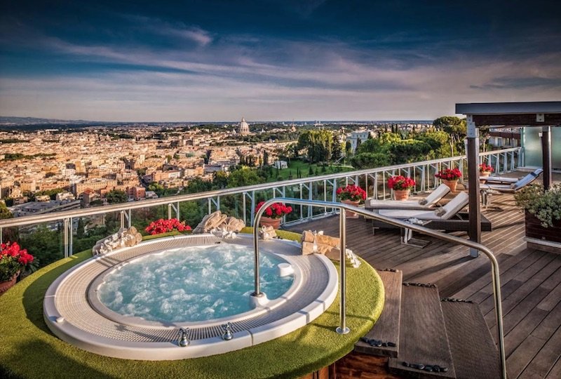 best place to stay in rome with kids - rome cavalieri spa pool pic