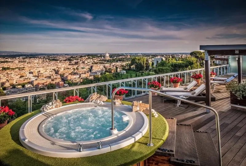 best place to stay in rome with kids - rome cavalieri spa pool pic