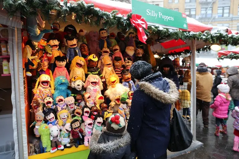 funny puppets at union square christmas market new york by mack male