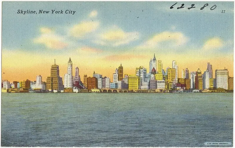 new york skyline postcard pic by boston library 