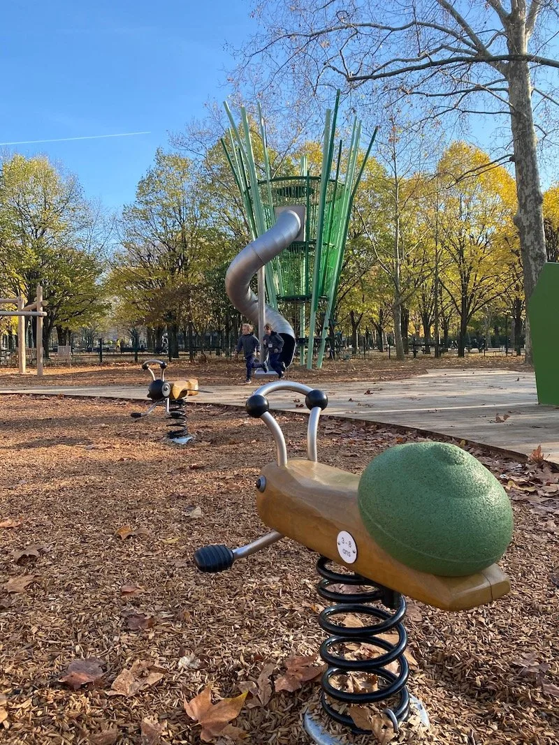 toddler snail rocker and slide at ludo jardin playground pic