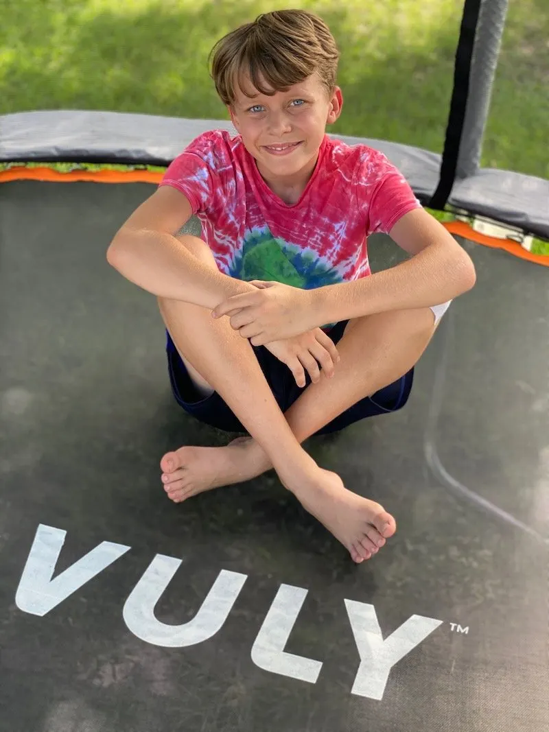 VULY trampoline review - Ned on trampoline pic 