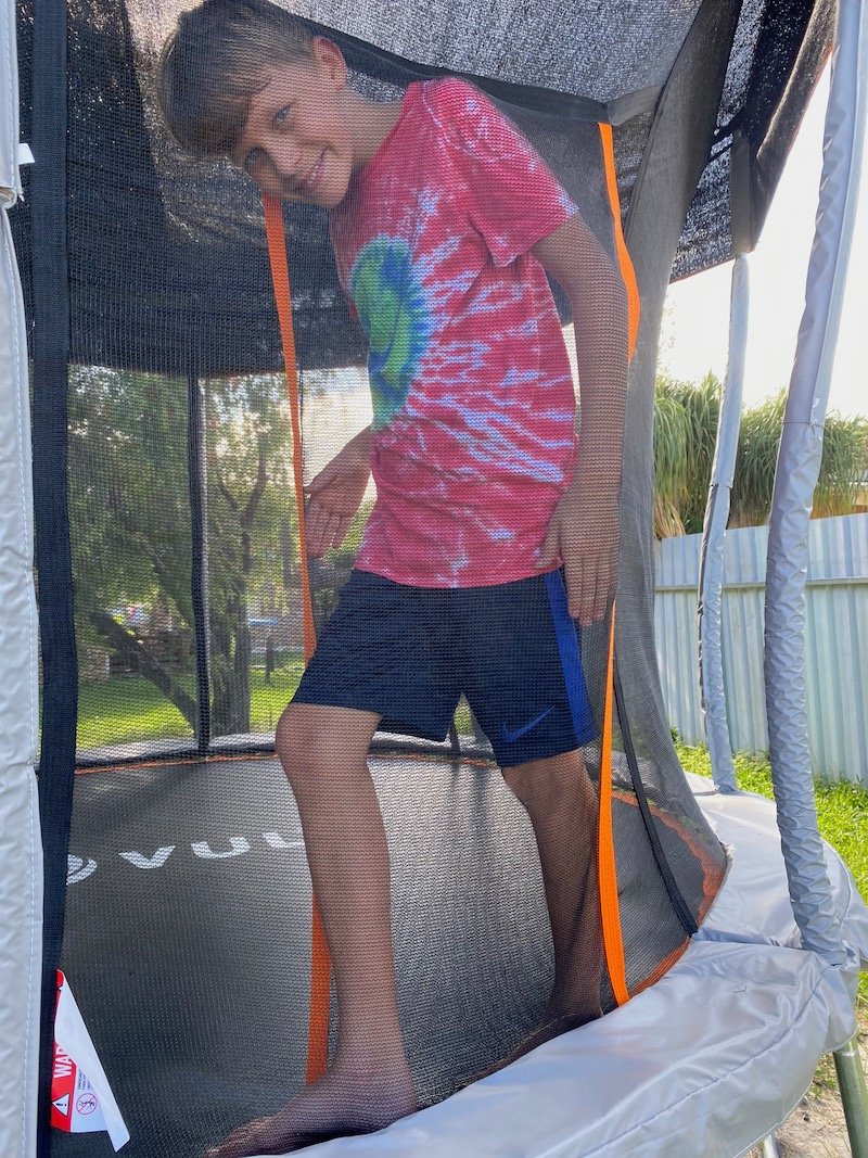ned going through the VULY trampoline entrance pic