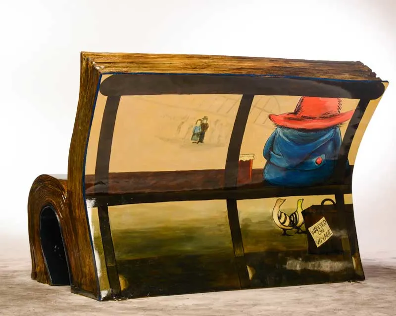 paddington bear book bench from the back pic