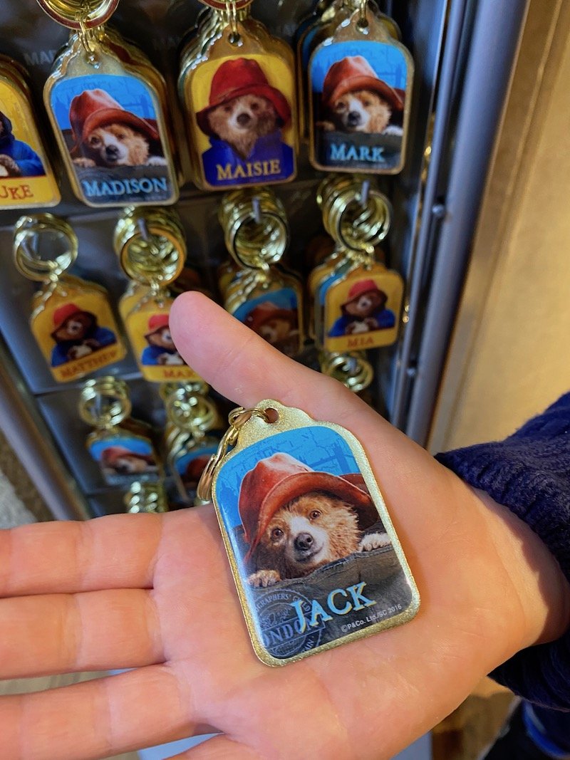 paddington bear shop in london keyring with name