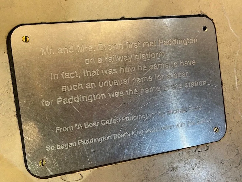 paddington statue inscription pic at paddington station london pic