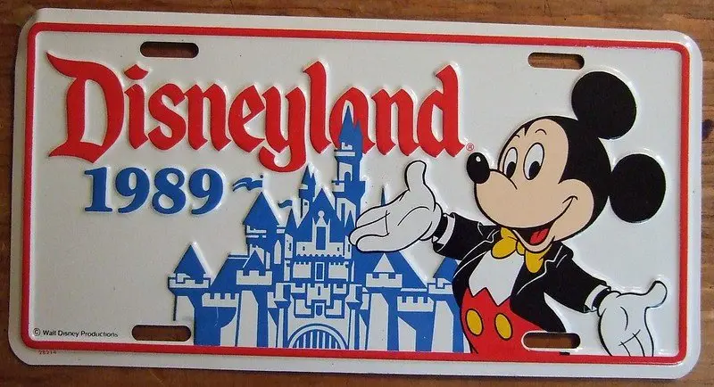 disneyland souvenir license plate 1989 by jerry woody 
