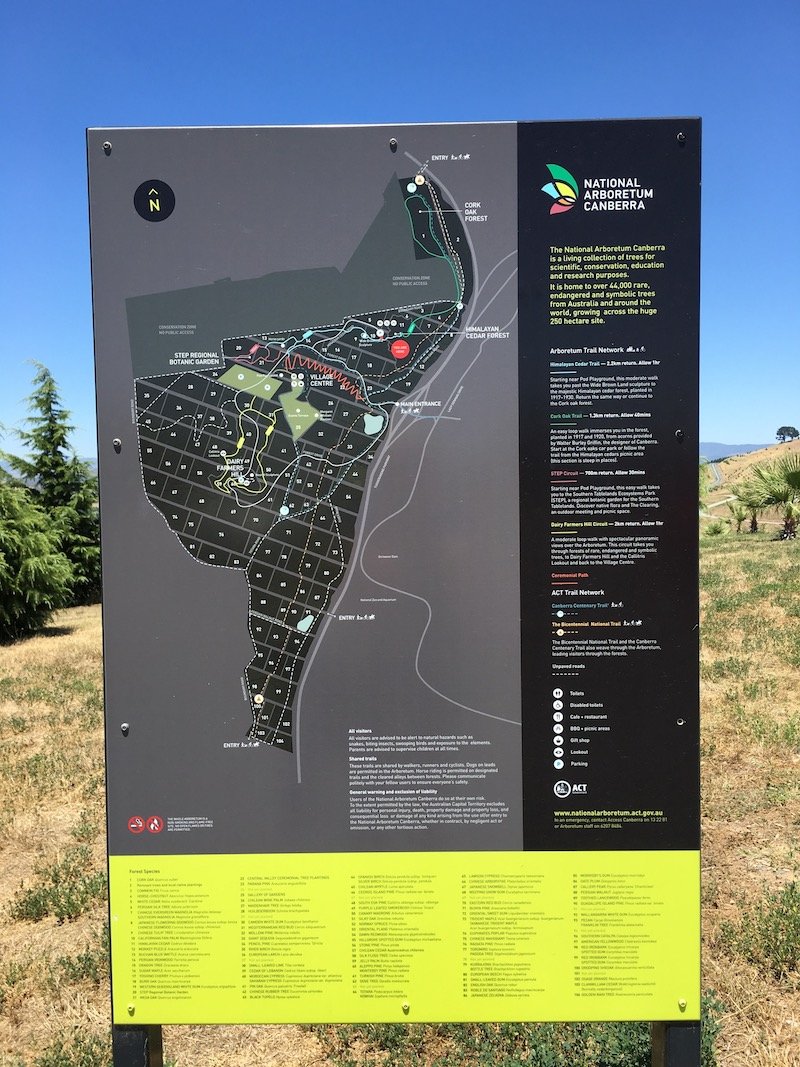 arboretum canberra nature park signboard pic