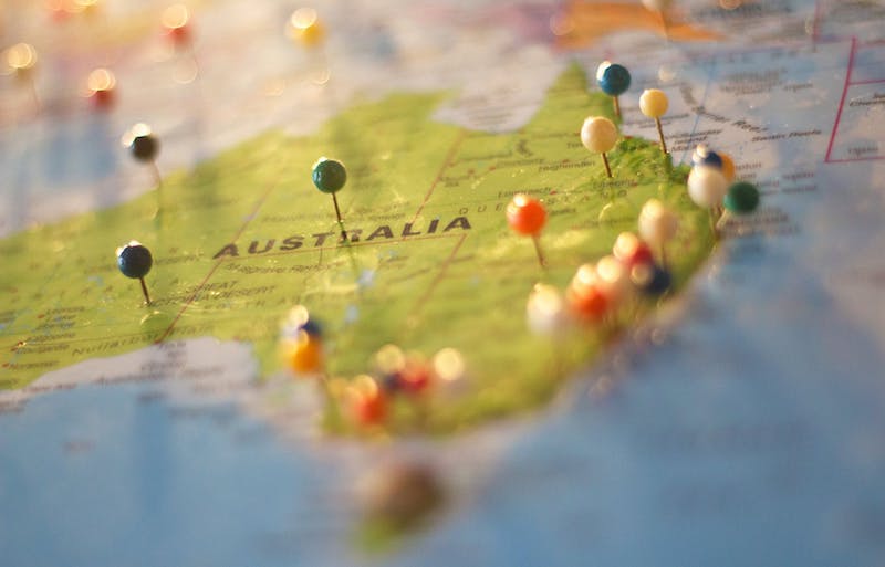 australia map with pushpins by catarina sousa via pexels 800