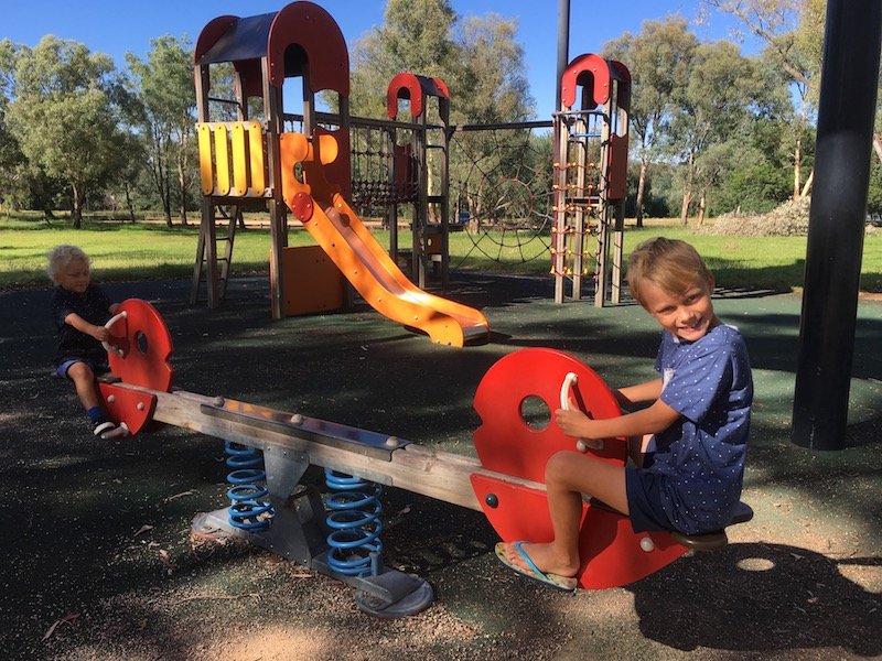 black mountain peninsula playground canberra seesaw and fort pic