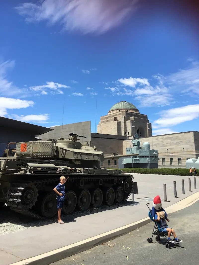 discovery zone canberra war memorial australia - tanks in garden pic