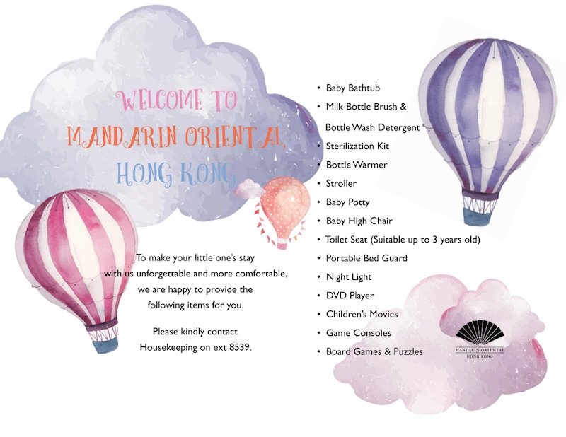 kids amenity card mandarin oriental hotel