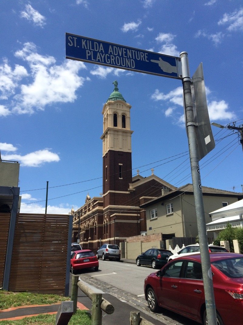 st kilda adventure playground melbourne street sign pic