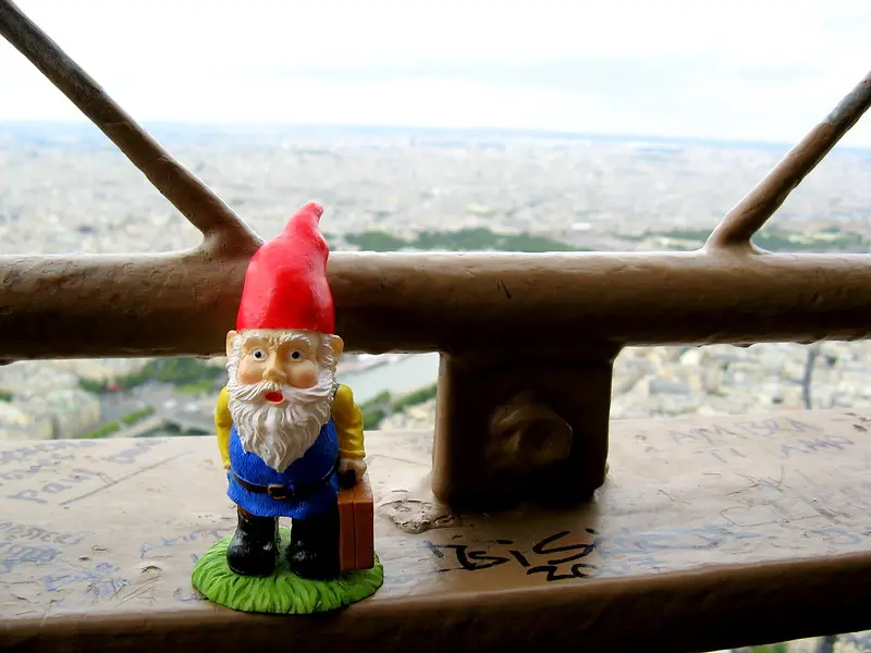 gnome at the top of the eiffel tower by harshlight