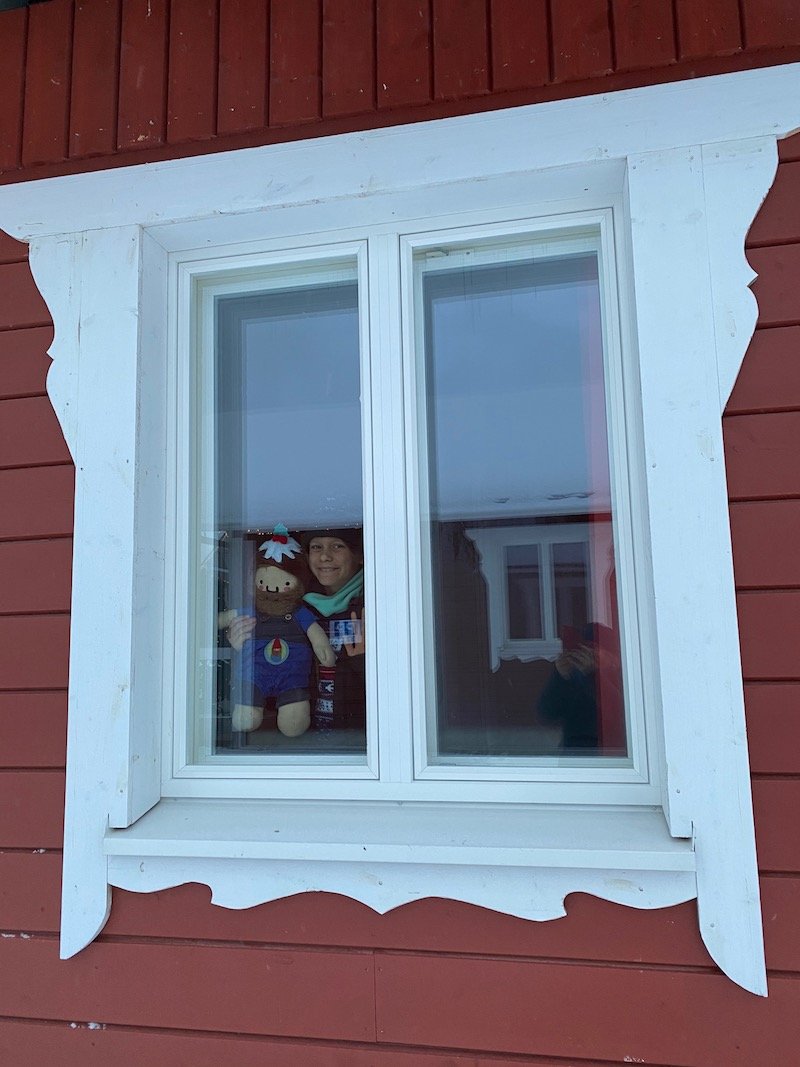 image - ned at window of santa claus holiday village cabin