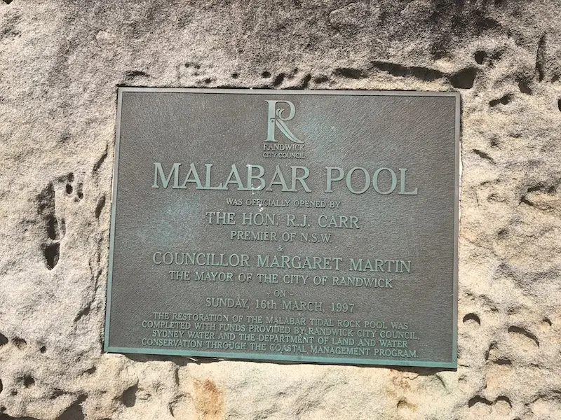 photo - malabar pool sign