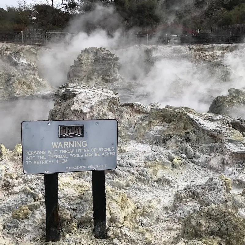 Hells Gate thermal park Rotorua sign pic