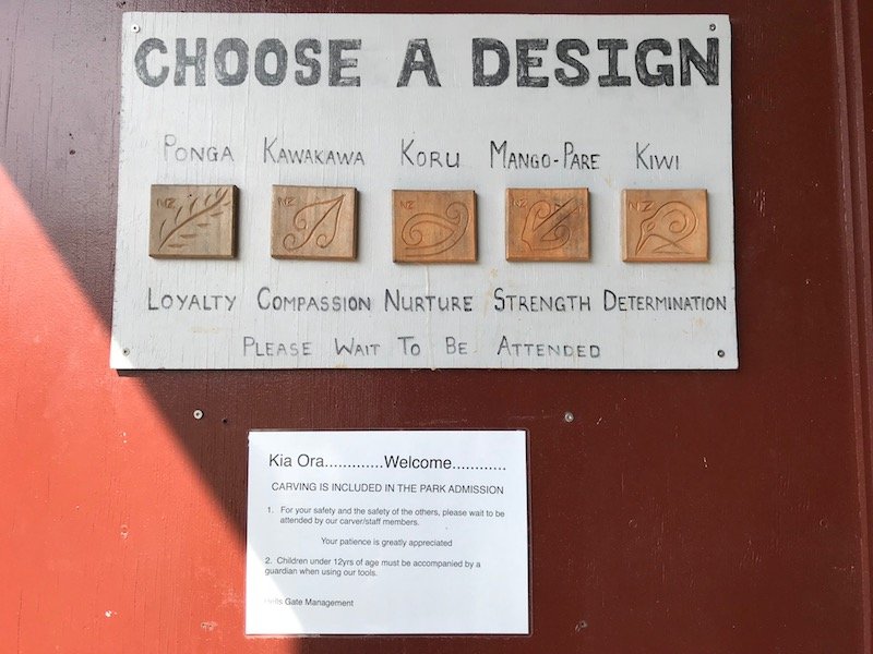 Photo- maori carving design choices at hells gate thermal park