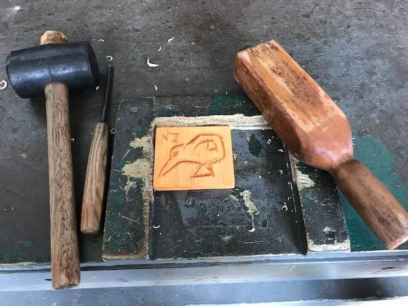 Photo- maori carving tools at hells gate geo thermal park