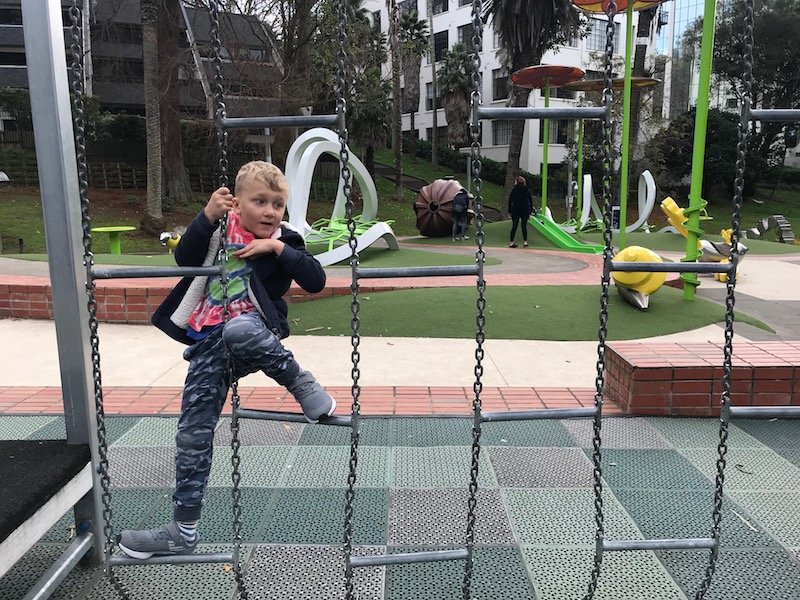 Photo - myers park playground chain fences